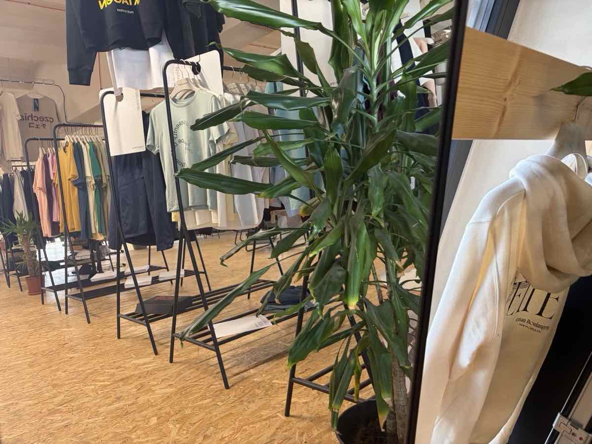 Clothing racks in the showroom